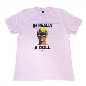 Mattel Barbie Ken Pink Short Sleeve Shirt Really A Doll Men’s Fits Like Medium